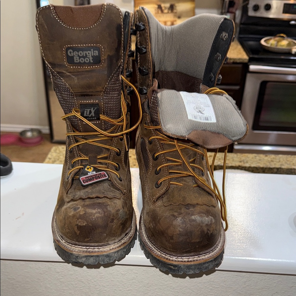 Georgia Boot Distressed Brown Leather Boots
